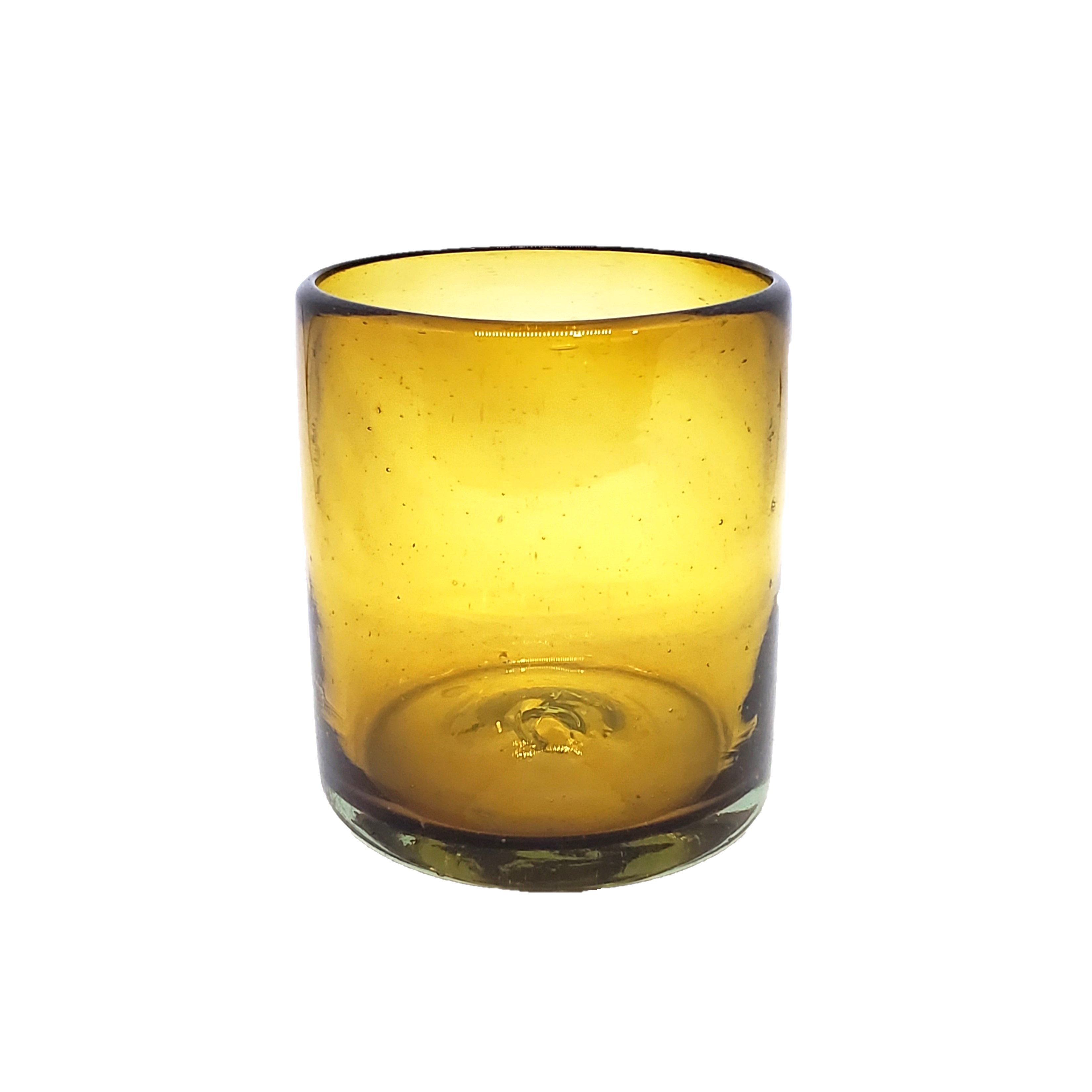 Mexican Glasses / Solid Amber 9 oz Short Tumblers (set of 6) / Enhance your favorite drink with these colorful handcrafted glasses.